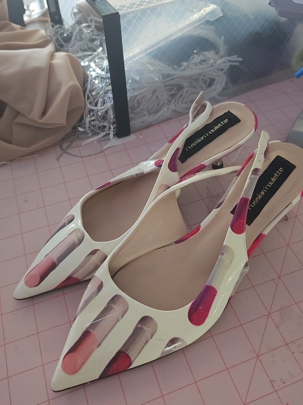 Lipstick Slingback Flats with Pink Accent - Picture 2 of 3